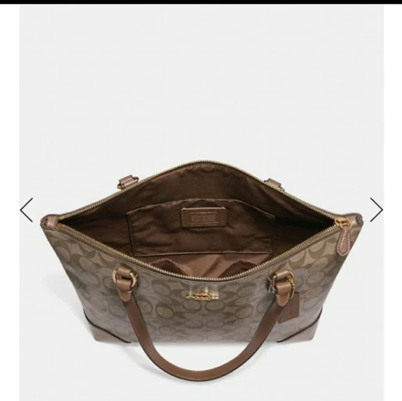 New Coach Zip Top Tote In Signature Canvas khaki nwt - Picture 3 of 11